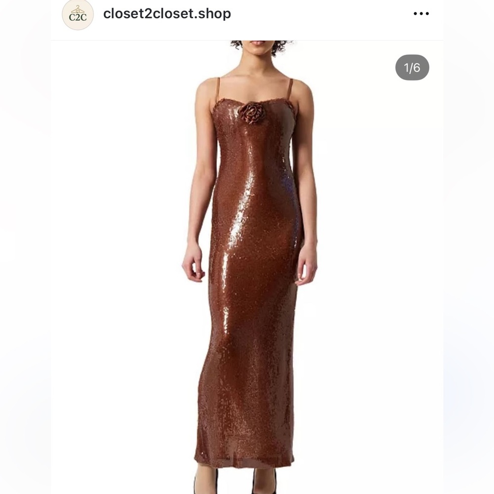 French Connection Elegant Brown Sequin Evening Gown size 6